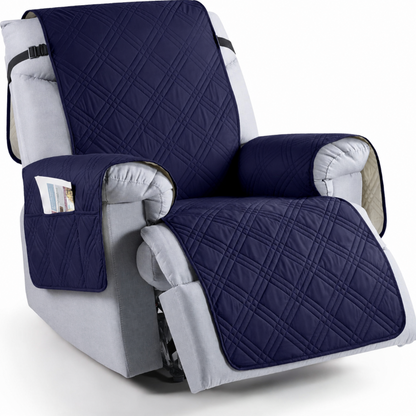 Recliner Protector with Waterproof Layers, Side Pockets & Non-Slip Grip for Pets, Spills & Family Use