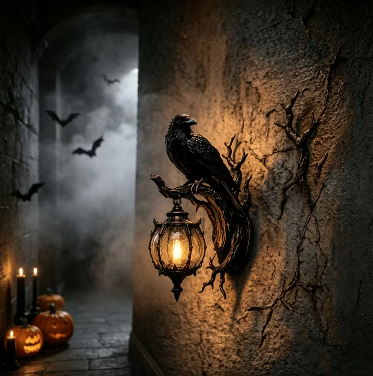 Nevermore™ – Raven Lantern Wall Lamp
