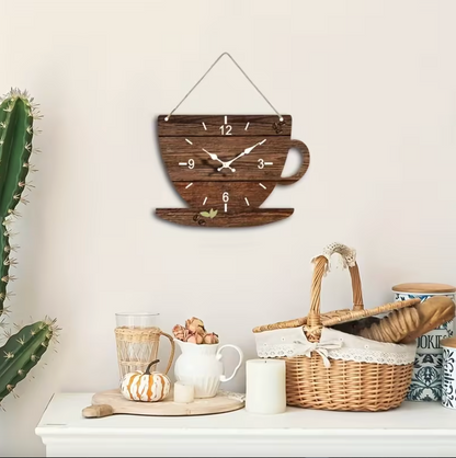 BrewTime™ - Rustic Coffee Wall Clock