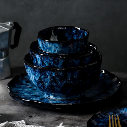 10-Piece Ceramic Dinnerware Set with Galaxy-Inspired Design for Everyday Dining & Special Occasions | Microwave & Dishwasher Safe