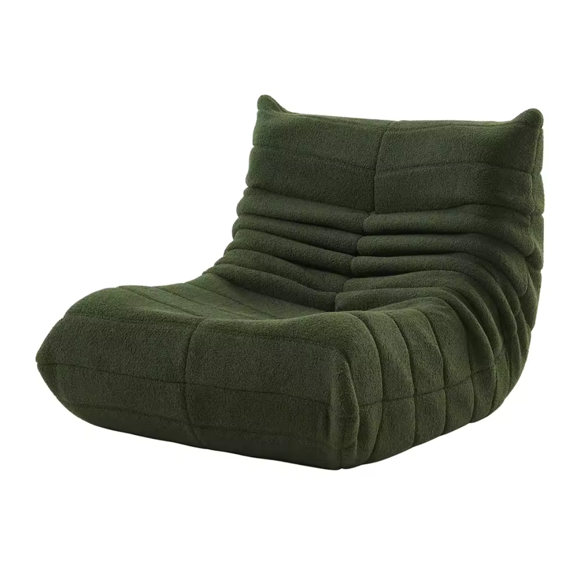Chaise de sol en mousse à mémoire de forme avec soutien dorsal, siège coussiné en velours de 34 po de large pour lecture, jeux, chambre à coucher, salon, vert