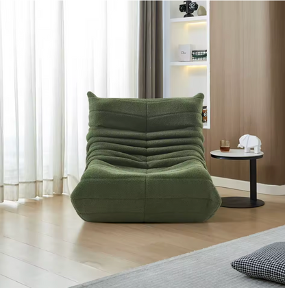 Chaise de sol en mousse à mémoire de forme avec soutien dorsal, siège coussiné en velours de 34 po de large pour lecture, jeux, chambre à coucher, salon, vert