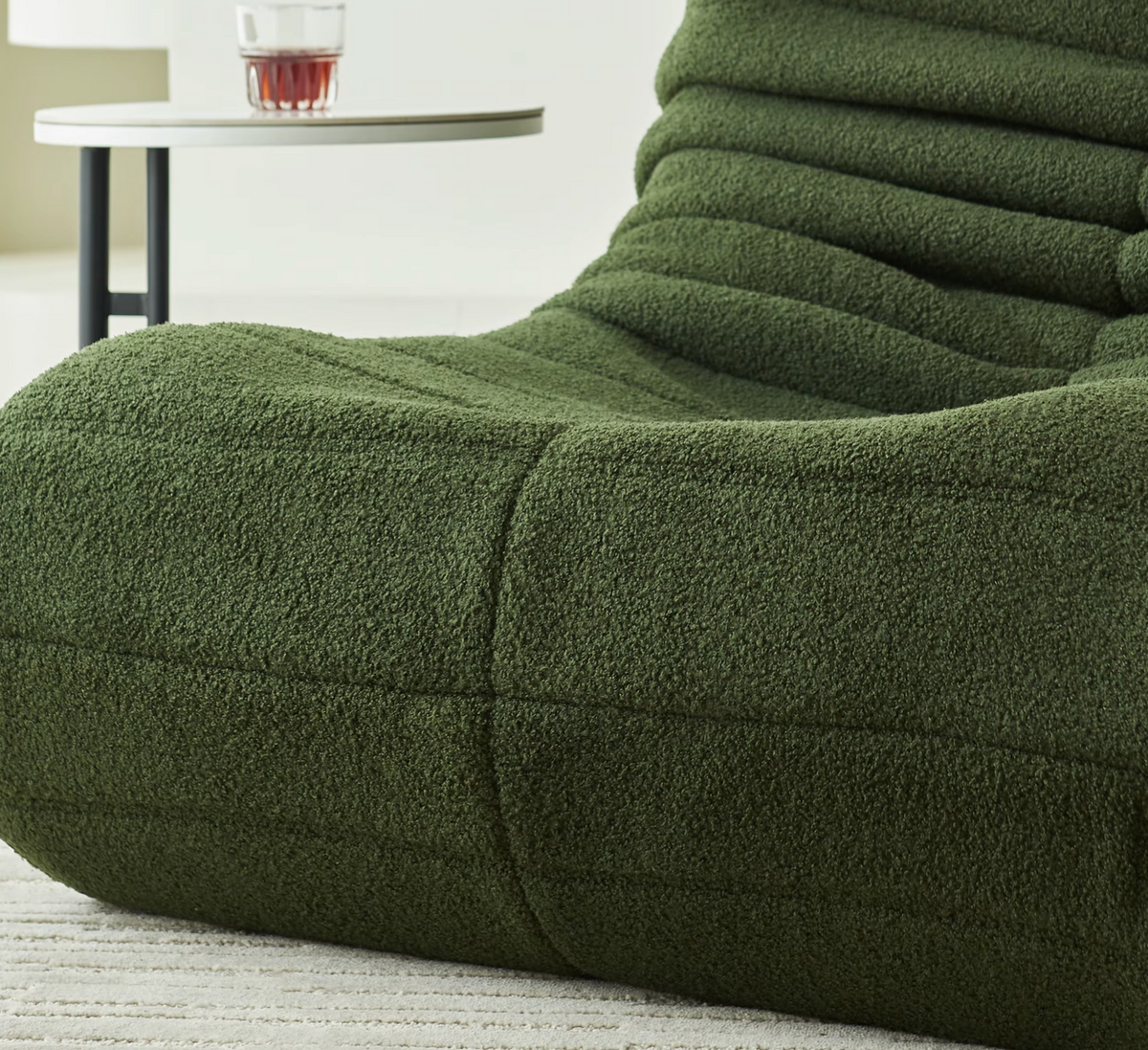 Chaise de sol en mousse à mémoire de forme avec soutien dorsal, siège coussiné en velours de 34 po de large pour lecture, jeux, chambre à coucher, salon, vert