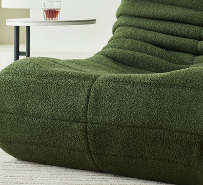 Chaise de sol en mousse à mémoire de forme avec soutien dorsal, siège coussiné en velours de 34 po de large pour lecture, jeux, chambre à coucher, salon, vert