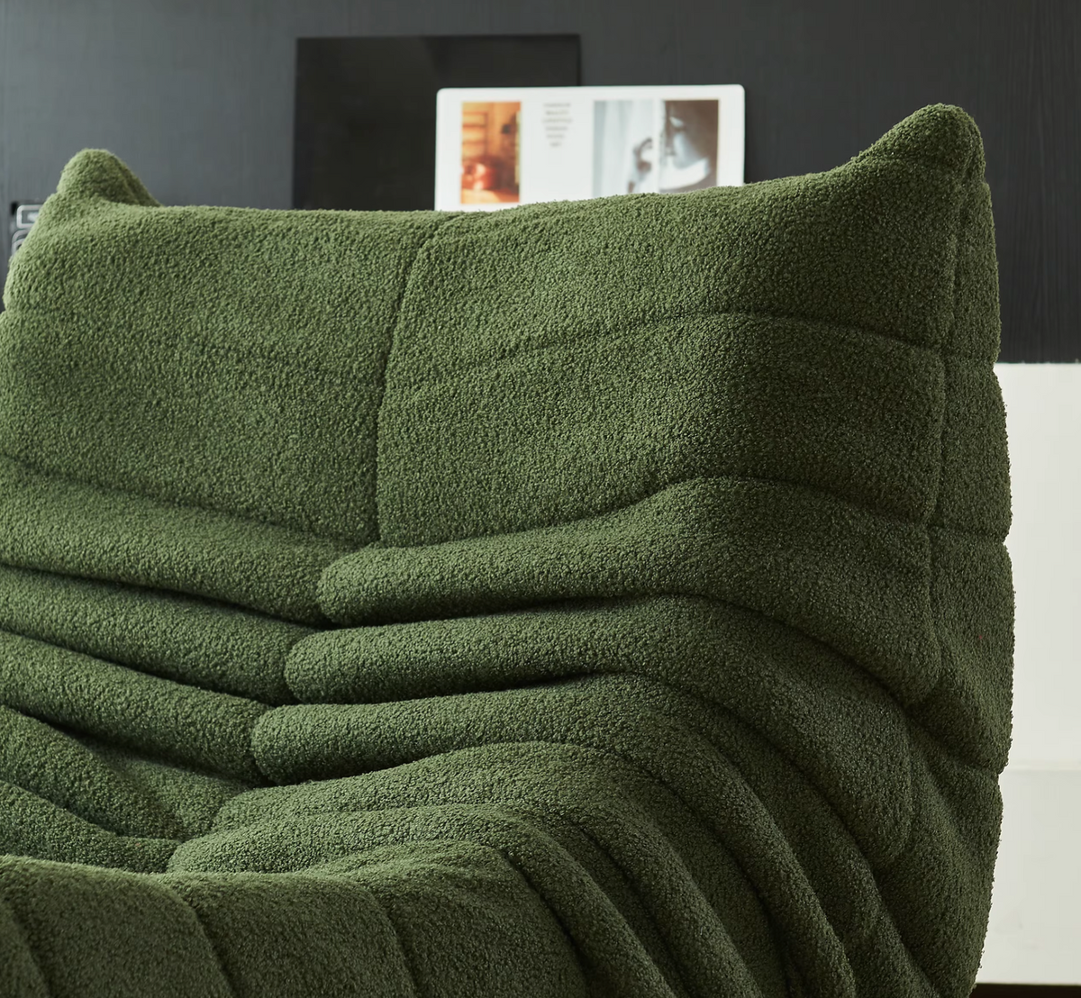 Chaise de sol en mousse à mémoire de forme avec soutien dorsal, siège coussiné en velours de 34 po de large pour lecture, jeux, chambre à coucher, salon, vert