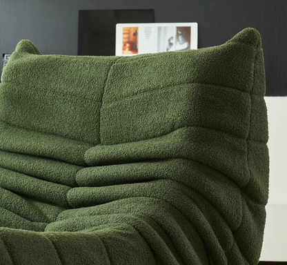 Chaise de sol en mousse à mémoire de forme avec soutien dorsal, siège coussiné en velours de 34 po de large pour lecture, jeux, chambre à coucher, salon, vert