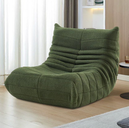 Chaise de sol en mousse à mémoire de forme avec soutien dorsal, siège coussiné en velours de 34 po de large pour lecture, jeux, chambre à coucher, salon, vert