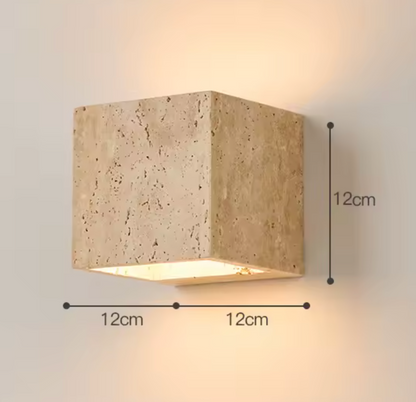 Applique murale en travertin naturel | Design minimaliste avec éclairage bidirectionnel pour ambiance intérieure et extérieure
