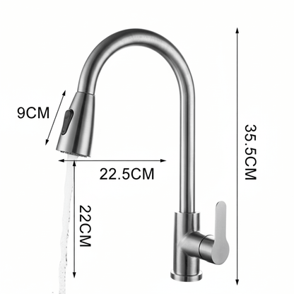 Single-Handle Pull-Down Kitchen Faucet with 360° Swivel Spout – Chrome, Brushed Nickel, Black & Gray Finish Options for Modern Sink