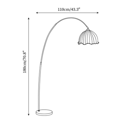 Lampadaire arche moderne avec abat-jour en tissu et pied en métal noir | Éclairage élégant pour salon