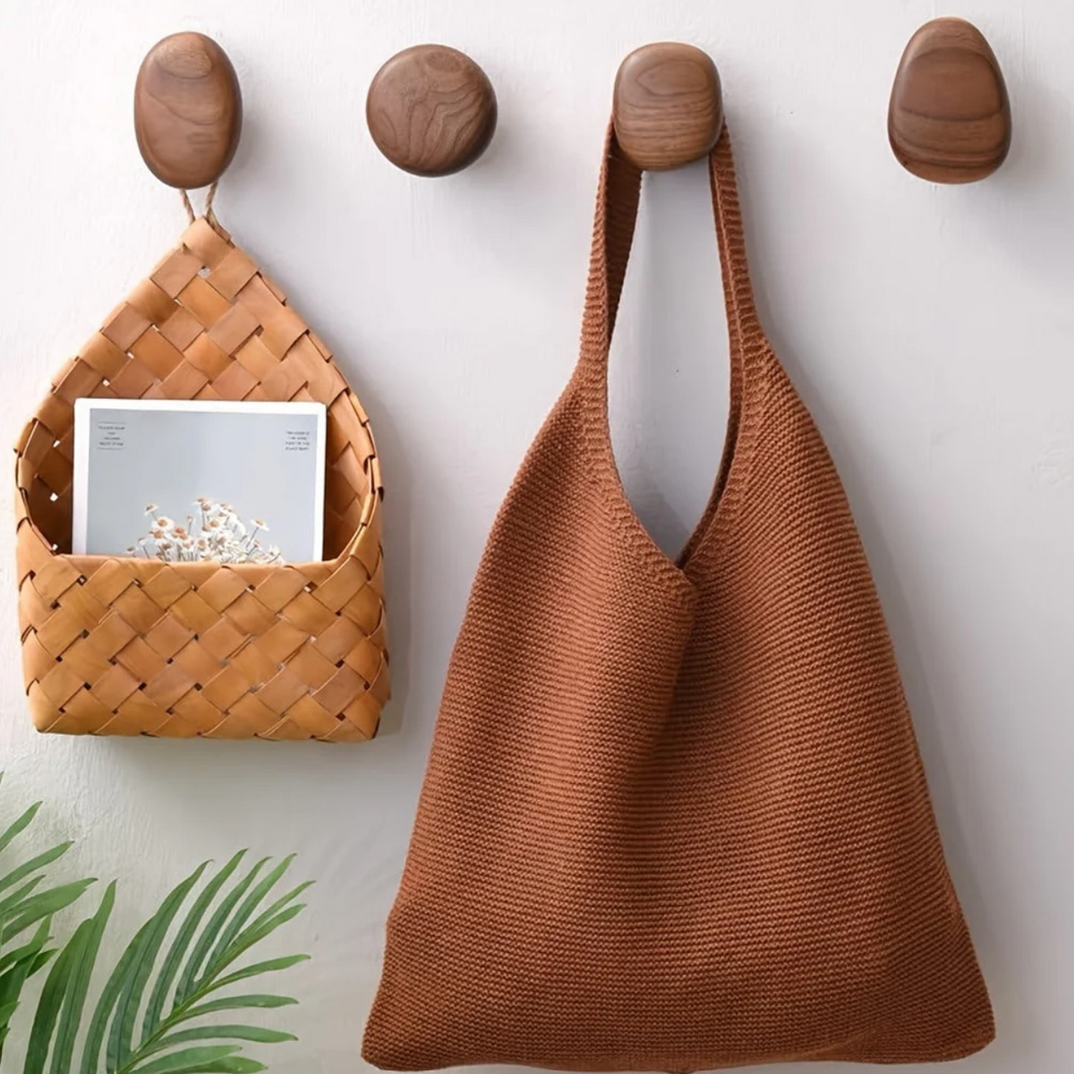 Wander Wall Hooks - Handmade Walnut and Beech Wood, Stylish Coat Hooks for Wall