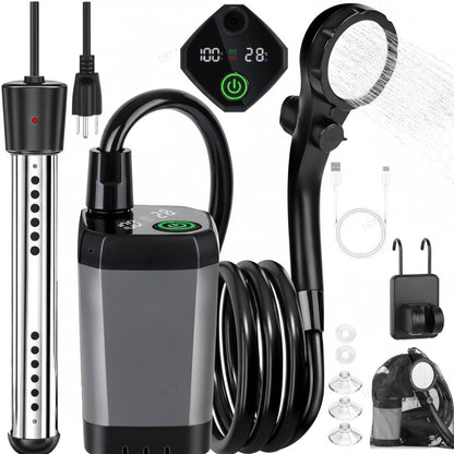AQUAFLOWX – Portable Camping Shower Pump with Digital Display