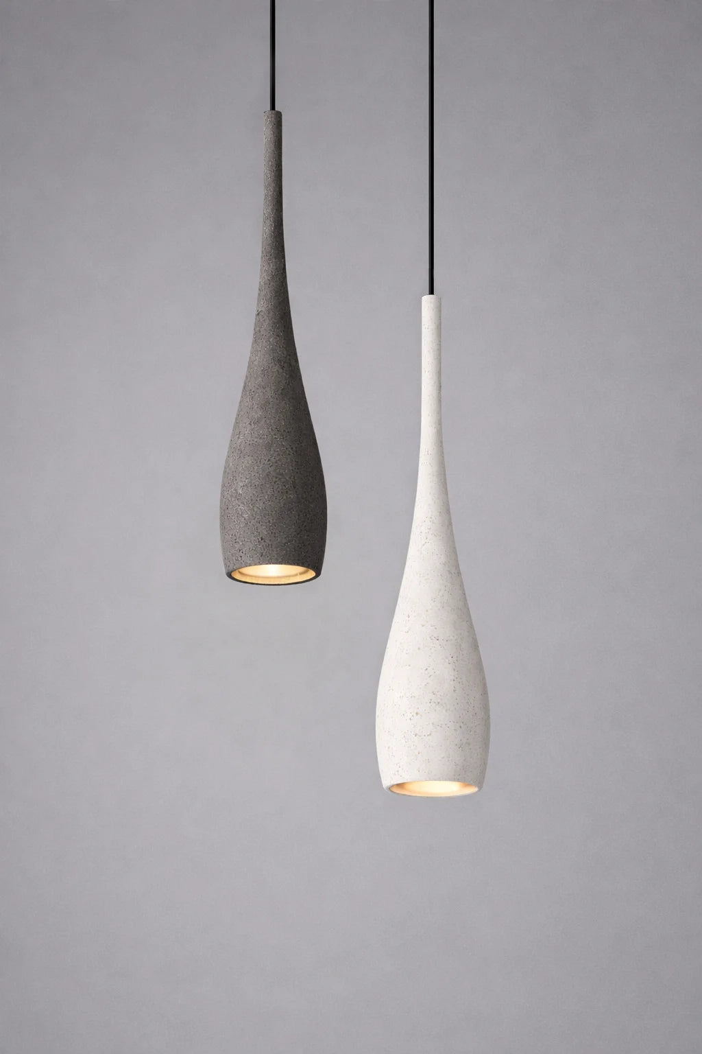 Sculpted Stone Pendant Light – Minimalist Cement Design with Adjustable Height