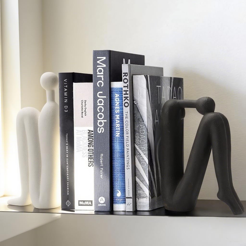 Sculptura Modern Bookends - White Porcelain, Decorative Sculptural Design