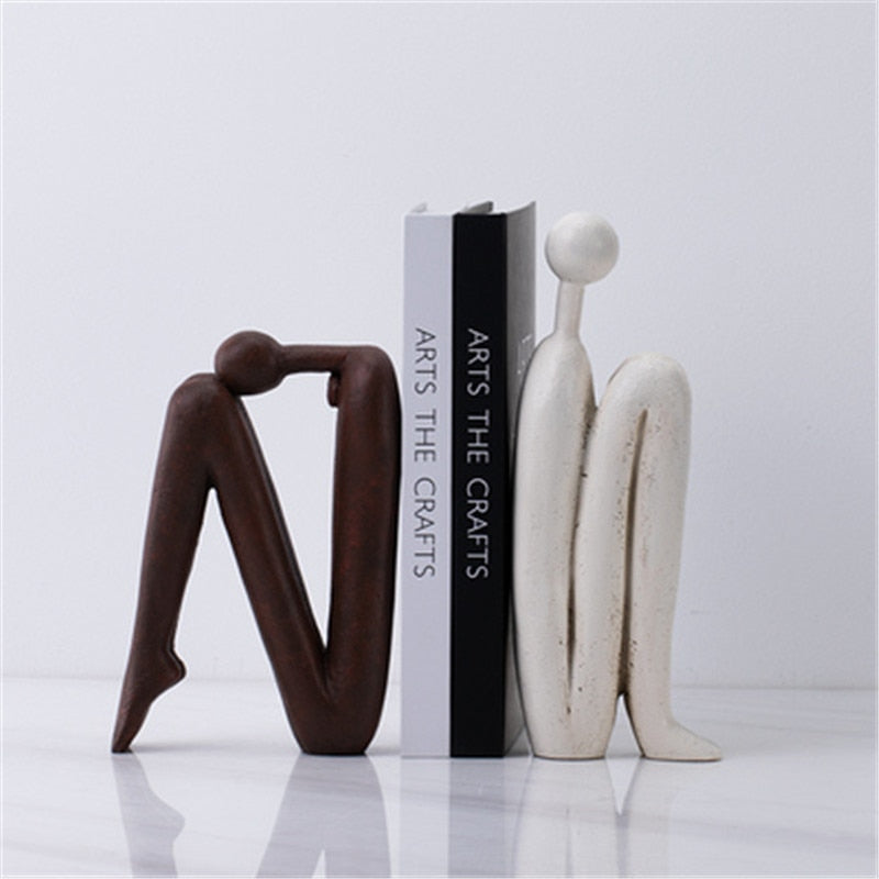 Sculptura Modern Bookends - White Porcelain, Decorative Sculptural Design