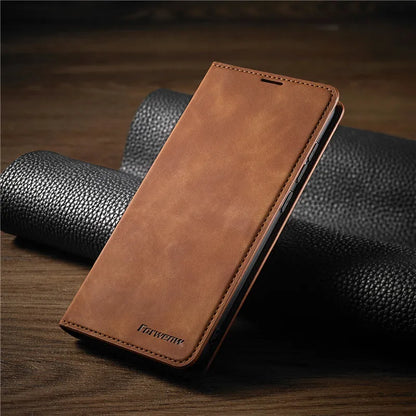 Folio iPhone Case with Card Slots & Magnetic Closure – Faux Leather Wallet Phone Cover for Daily Use