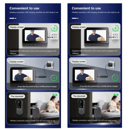 Visionneuse de porte vidéo intelligente avec audio bidirectionnel et vision nocturne – Écran 4,3", batterie rechargeable, conception résistante aux intempéries pour la sécurité de la porte d'entrée