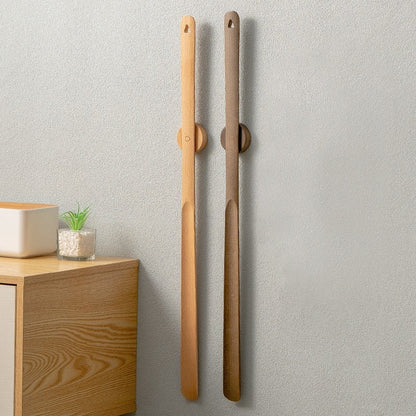 Long-Handle Magnetic Shoehorn with Wall Mount Beech Wood 20-Inch Entryway Shoe Helper for Adults Seniors Easy Storage Hallway Mudroom Closet