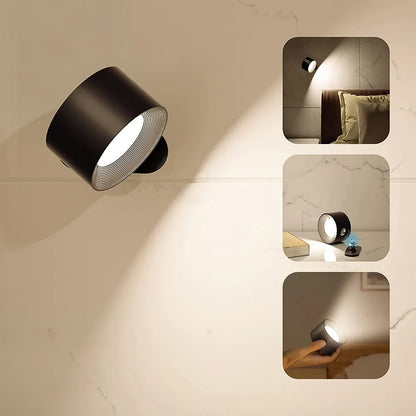 Rechargeable Wall Sconce with 360° Swivel Head – Dimmable LED Accent Light for Bedroom, Living Room, Reading Nook