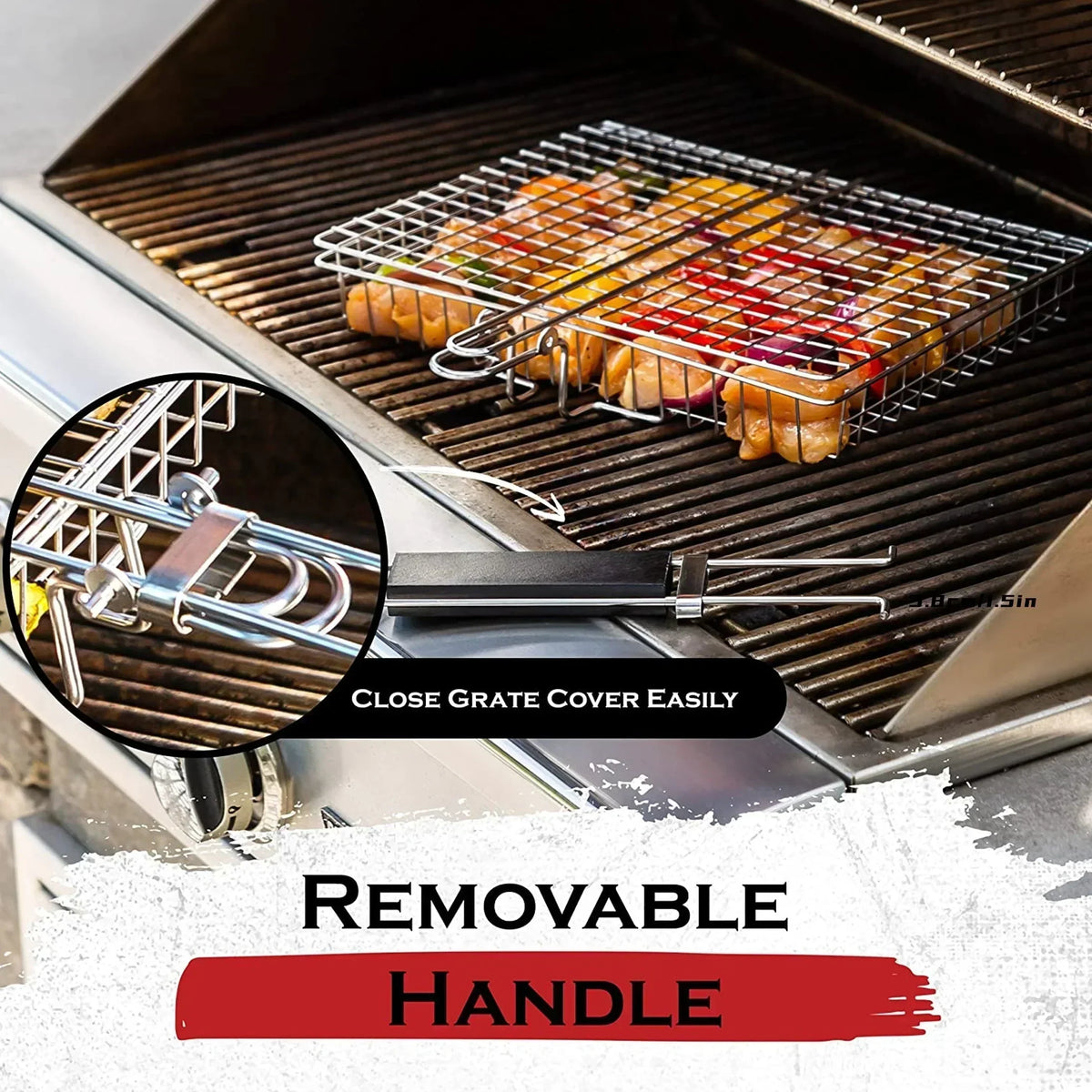 Folding Grill Basket with Non-Stick Coating for Vegetables, Fish & Steak – Heat-Resistant Stainless Steel BBQ Grilling Accessory for