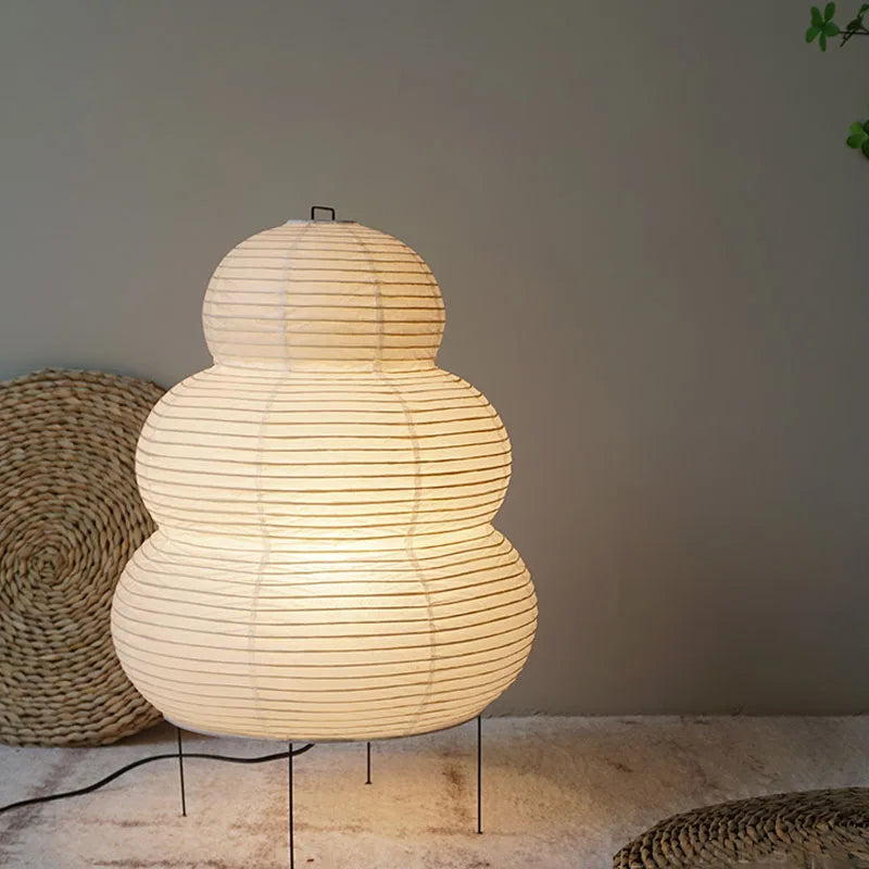 Paper Shade Standing Lamp with Metal Base – Warm Diffused Light for Living Room & Bedroom – Plug-In E27 Socket