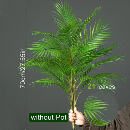 Faux Palm Tree Plastic Indoor Outdoor Decor 35 Inch Green Floor Plant Home Office Patio Living Room Balcony Entryway