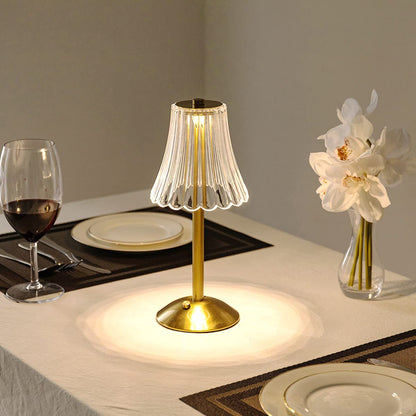 Cordless Crystal Table Lamp with Touch Dimming Control – Rechargeable LED Bedside Light with Gold Aluminum Base for Bedroom, Living Room &