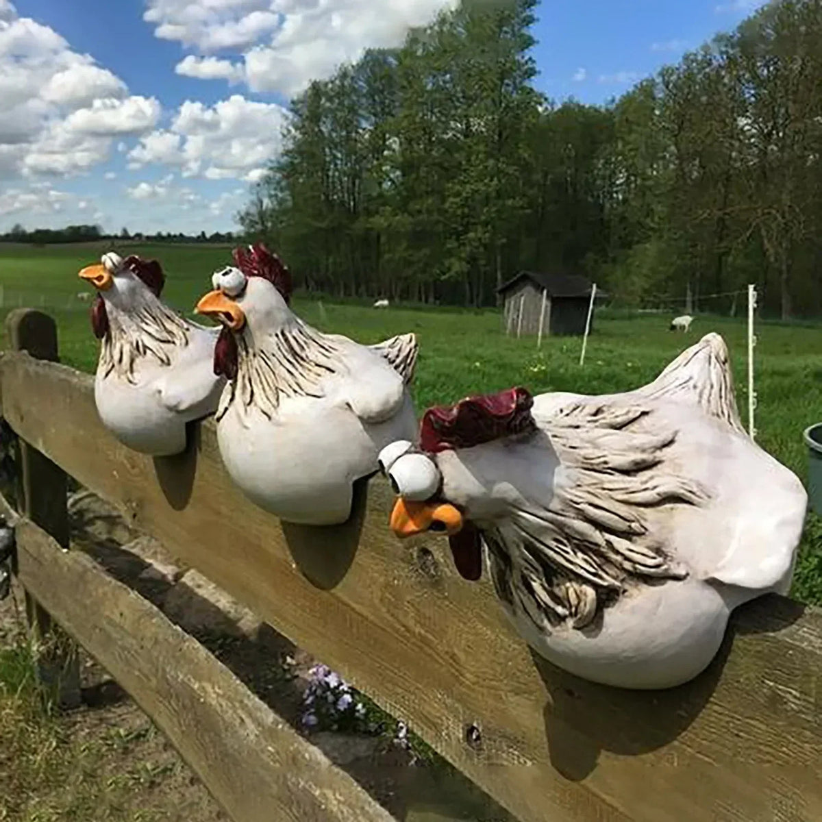 Ornement de coq en résine à suspendre sur clôture, 14 cm, décoration de jardin style ferme, sculpture de poule à suspendre, décoration murale pour patio, jardin et arrière-cour, accent rustique