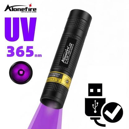Compact UV Flashlight | 365nm Blacklight with USB Rechargeable Battery | Ideal for Pet Stain Detection