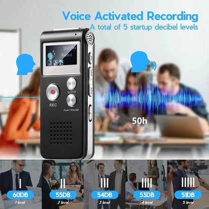 Compact Voice Recorder with Voice Activation, Digital Audio Recorder for Lectures and Meetings, Portable Sound Recorder