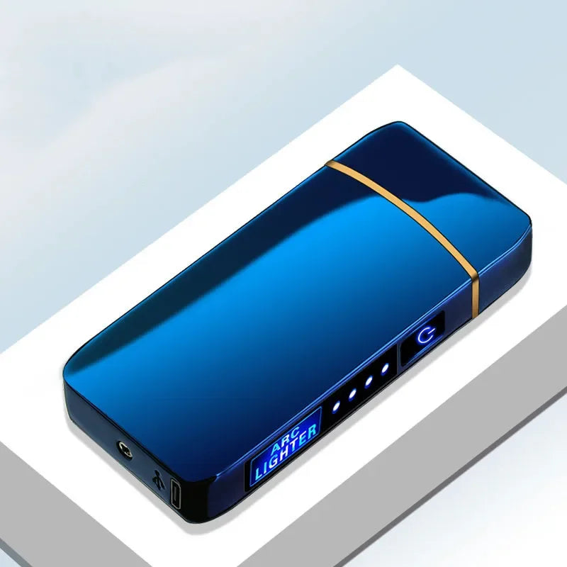 Rechargeable Dual-Arc Plasma Lighter with Touch Sensor & LED Display for Candles, Pipes & Outdoor Use