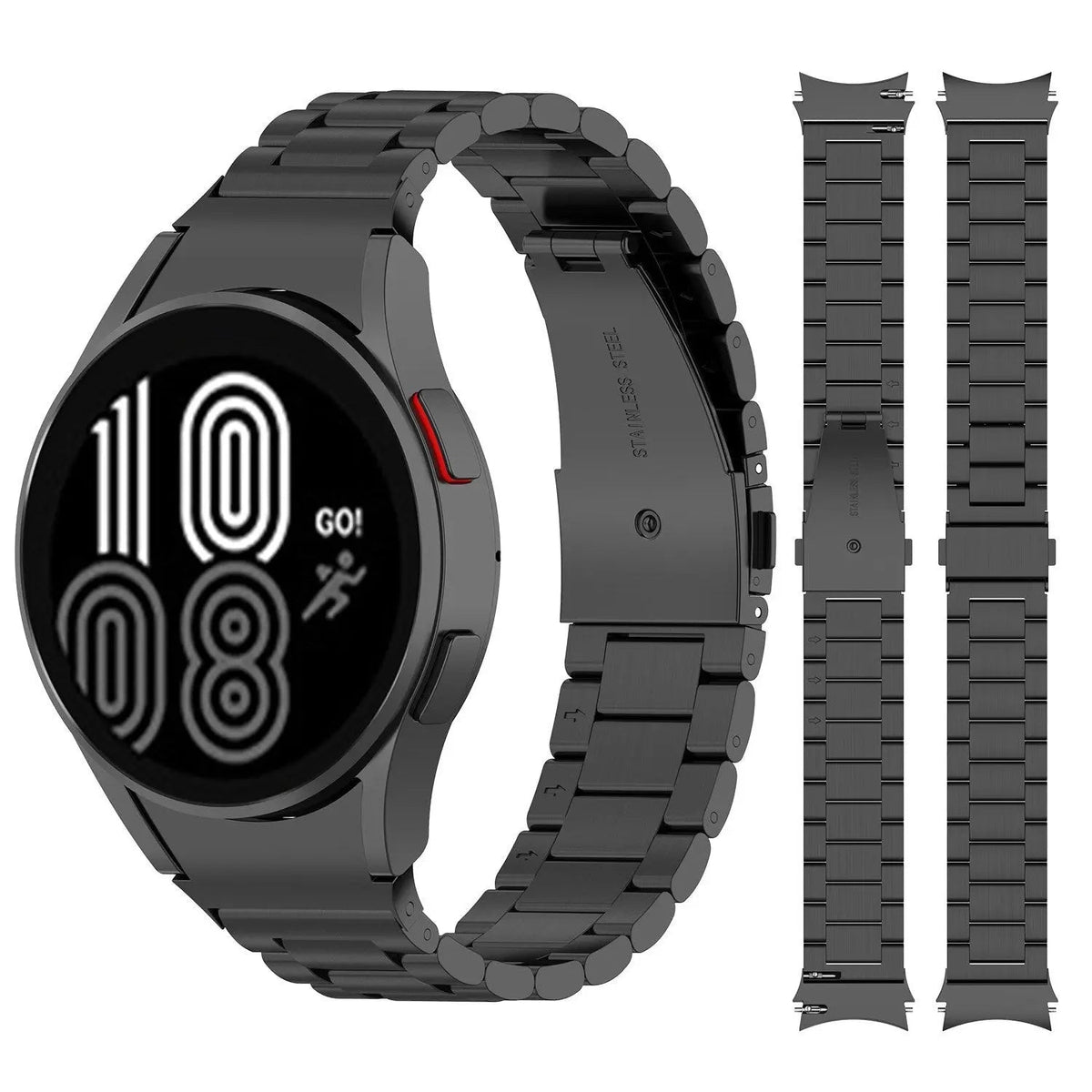 Leather & Steel Smartwatch Strap for Galaxy Watch 5 – Adjustable Wristband in Multiple Finishes