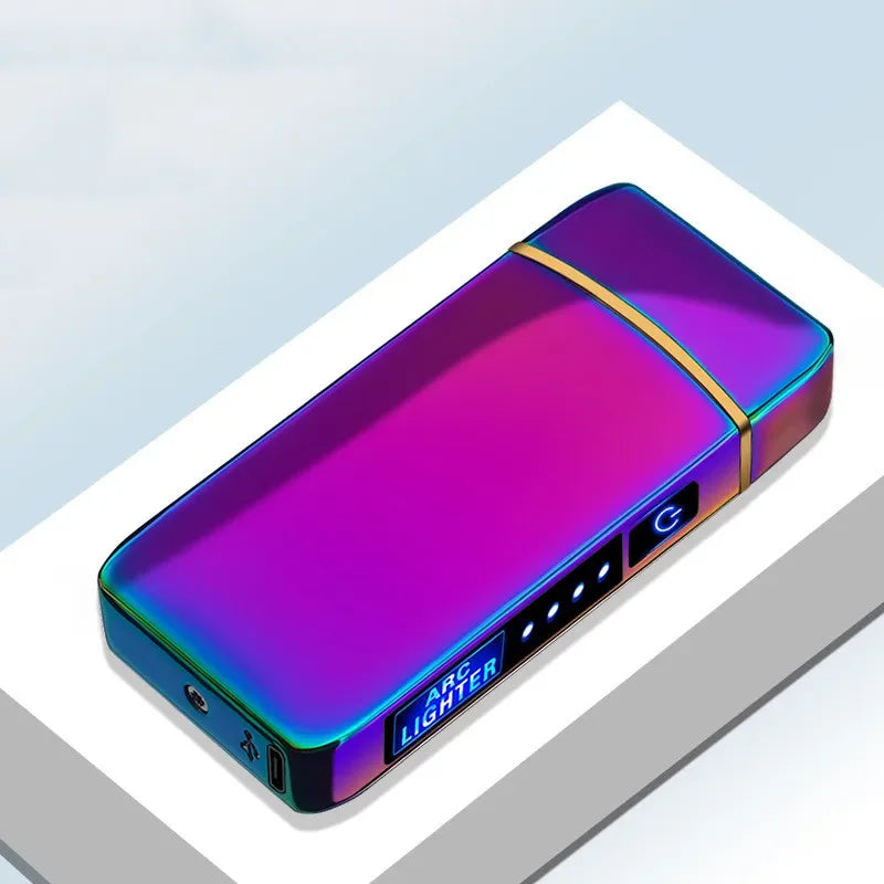 Rechargeable Dual-Arc Plasma Lighter with Touch Sensor & LED Display for Candles, Pipes & Outdoor Use