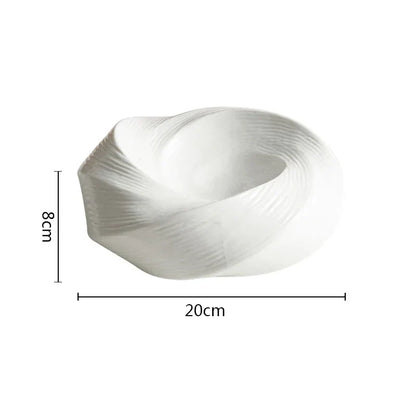 White Ceramic Dinnerware Bowl 10 Inch Spiral Textured Porcelain Dish for Salads Pasta Sides Family Dinners Parties Modern Table Décor