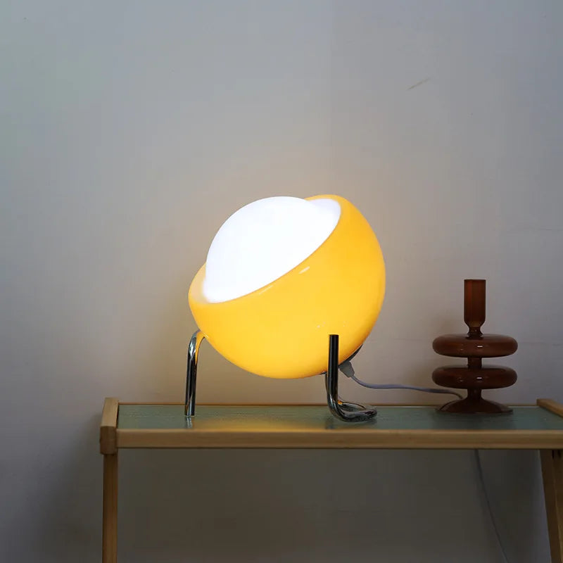 Glowing Sphere Desk Lamp with 3-Color LED Lighting – 8 in Amber Glass Orb for Nightstand, Office & Living Room