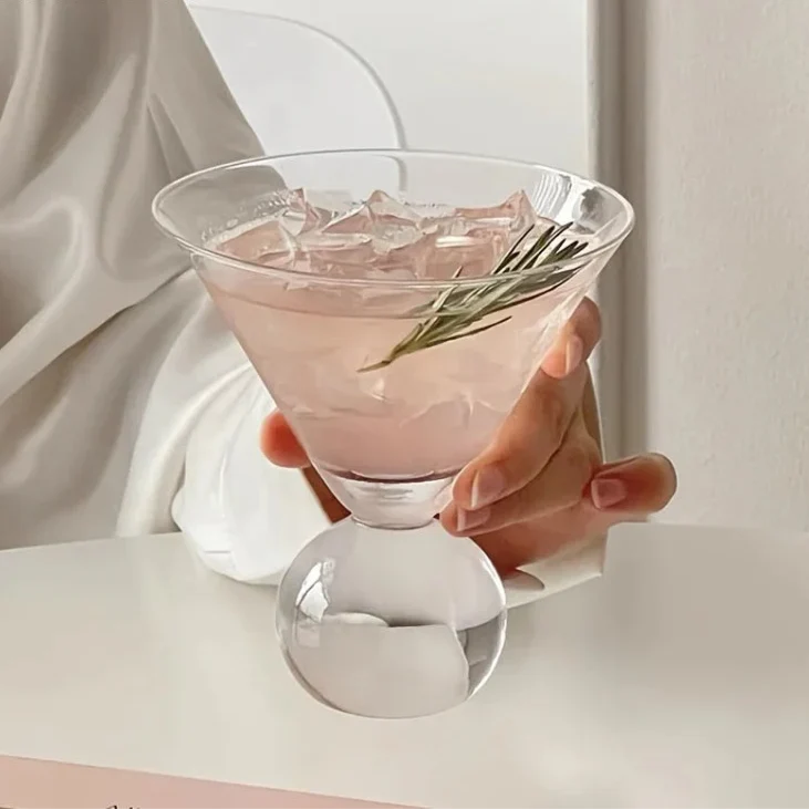 Crystal Cocktail Coupe with Globe Bowl 4 in Stemmed Barware for Martinis Home Bar Entertaining Premium Drinkware Clear Glass