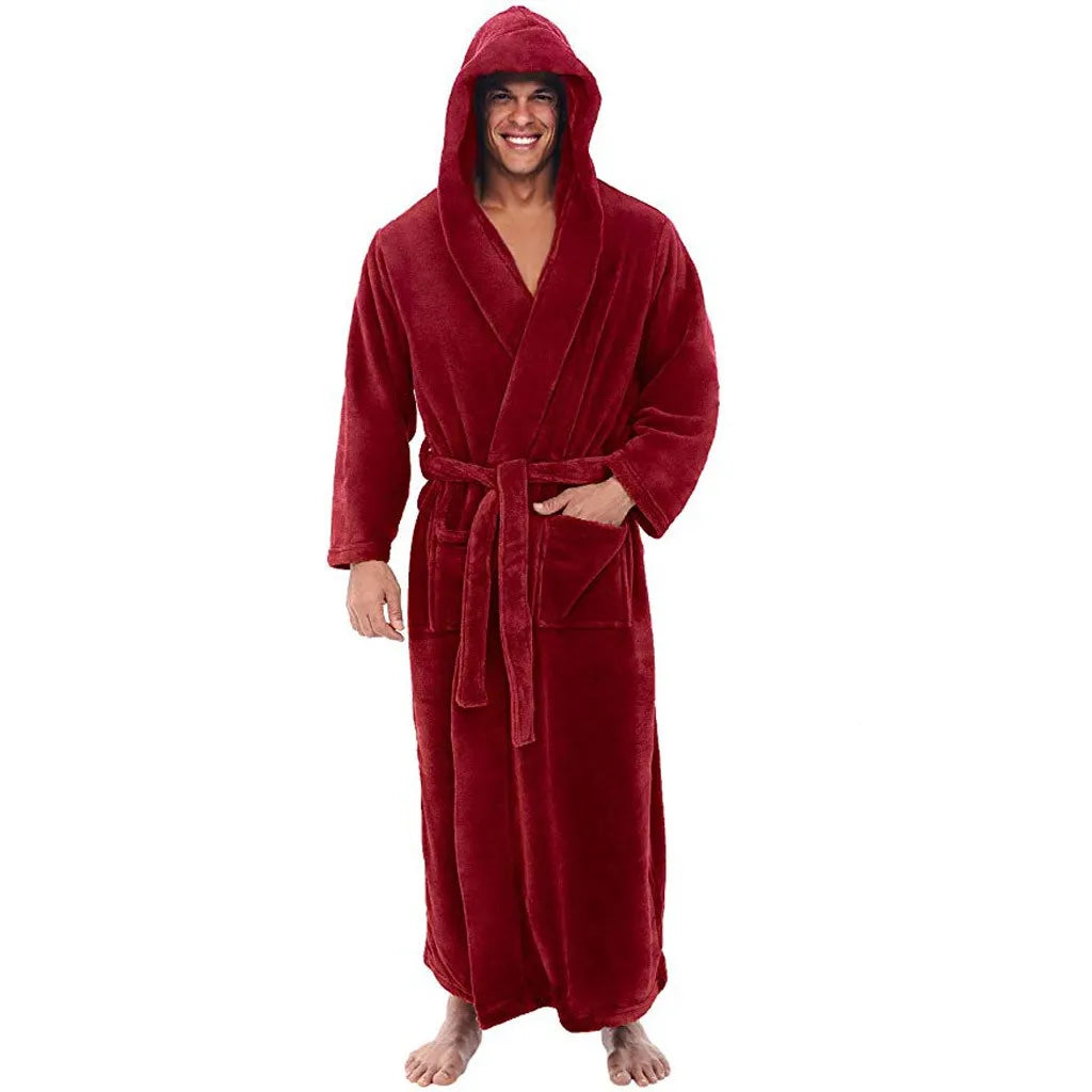 Cozy Bathrobe for Men | Thick Plush Hooded Design for Ultimate Warmth