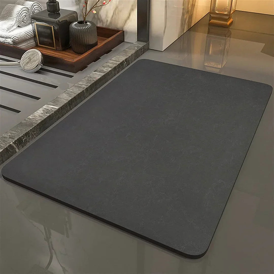 Stone Bath Mat Rapid-Dry 16x24 Inches Non-Slip Rubber Base Entryway Rug Beige Gray Navy for Shower Floor Bathroom Kitchen Door Balcony Water