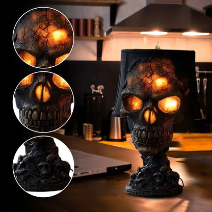 Lampe de table gothique Skylark - Crâne d'Halloween en résine, éclairage LED d'ambiance pour salon