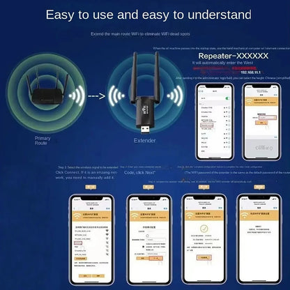 Long Range WiFi Signal Booster and USB Extender for 300Mbps