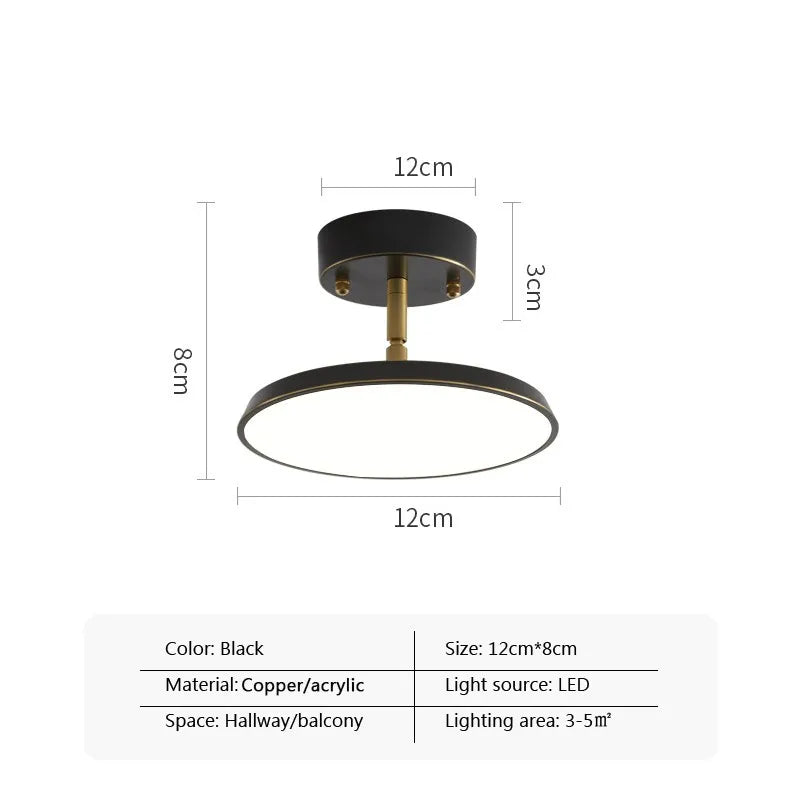 Adjustable LED Ceiling Light Fixture – Modern Copper & Aluminum Flush Mount Spotlight for Hallway, Bedroom, Living Room & Entryway