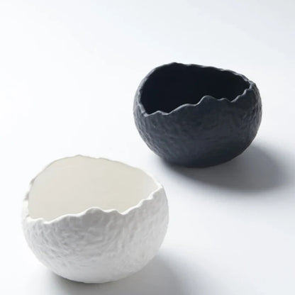 Porcelain Serving Bowl 8 Inch Round Dish for Salads Soups Desserts Appetizers Snacks Kitchen Dinnerware White Black