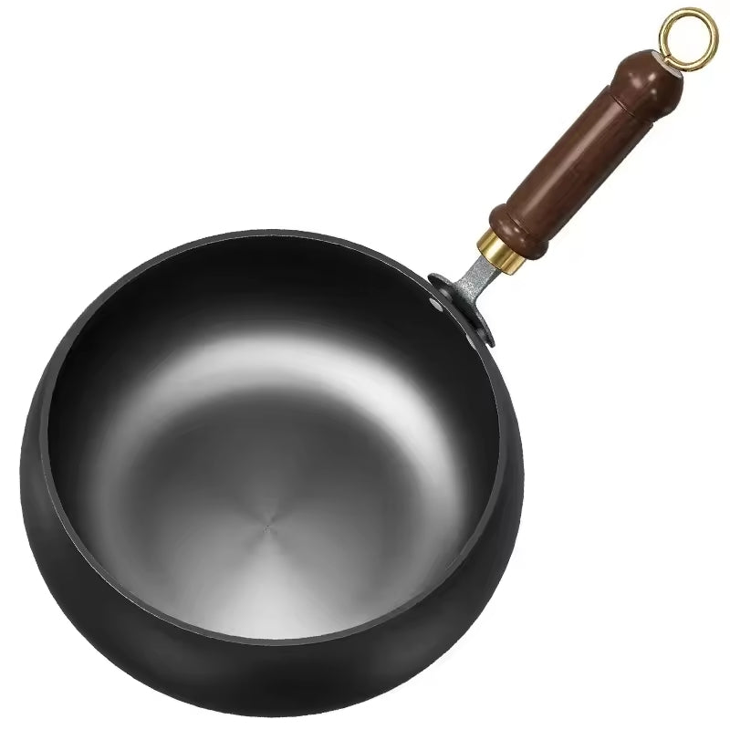 Heavy-Duty Iron Skillet Pan 12 in Diameter for High-Heat Cooking & Searing Asian Dishes on Gas Induction Stovetops