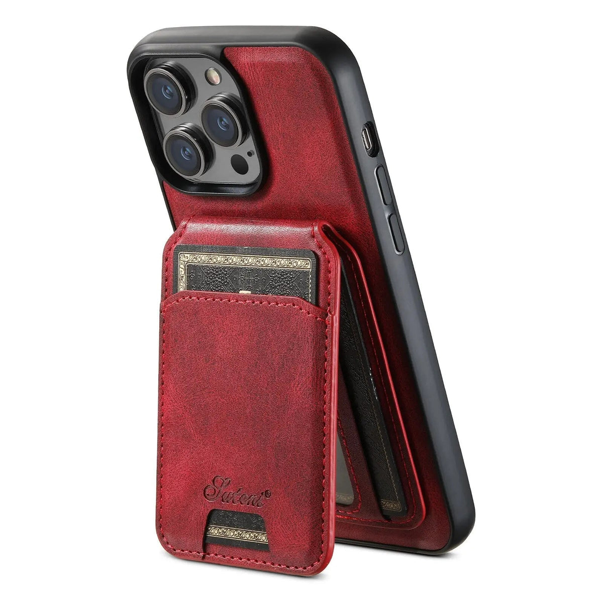 Folio Phone Case with Card Holder for iPhone 15, 15 Pro, 15 Plus, 15 Pro Max – Textured Finish with Raised Edge Protection