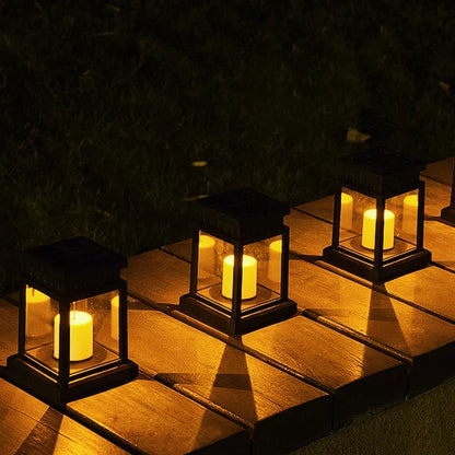 Outdoor Hanging Light with Flickering LED & Auto Sensor, Solar-Powered Decorative Accent for Patio Garden Pathway, Weatherproof ABS Construc