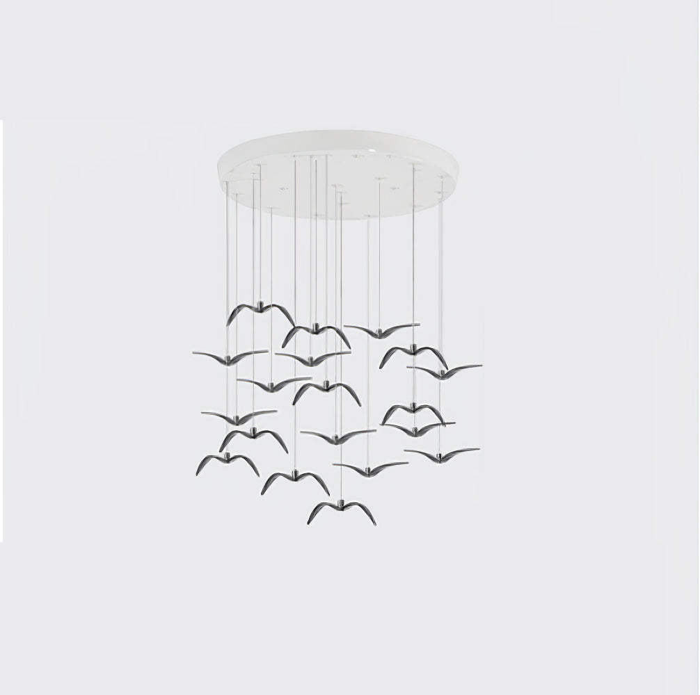 Suspension sculpturale en forme d'oiseau avec éclairage LED à hauteur réglable, filaire, pour îlots de cuisine, tables de salle à manger et espaces de vie, en blanc ou