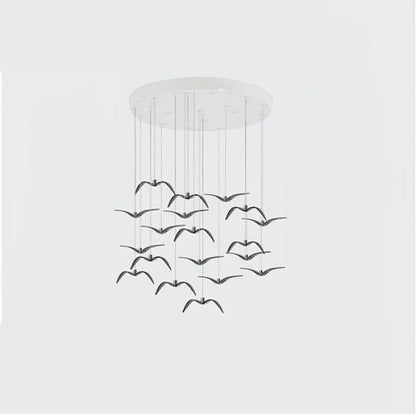 Suspension sculpturale en forme d'oiseau avec éclairage LED à hauteur réglable, filaire, pour îlots de cuisine, tables de salle à manger et espaces de vie, en blanc ou
