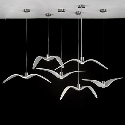 Suspension sculpturale en forme d'oiseau avec éclairage LED à hauteur réglable, filaire, pour îlots de cuisine, tables de salle à manger et espaces de vie, en blanc ou