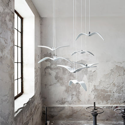 Suspension sculpturale en forme d'oiseau avec éclairage LED à hauteur réglable, filaire, pour îlots de cuisine, tables de salle à manger et espaces de vie, en blanc ou