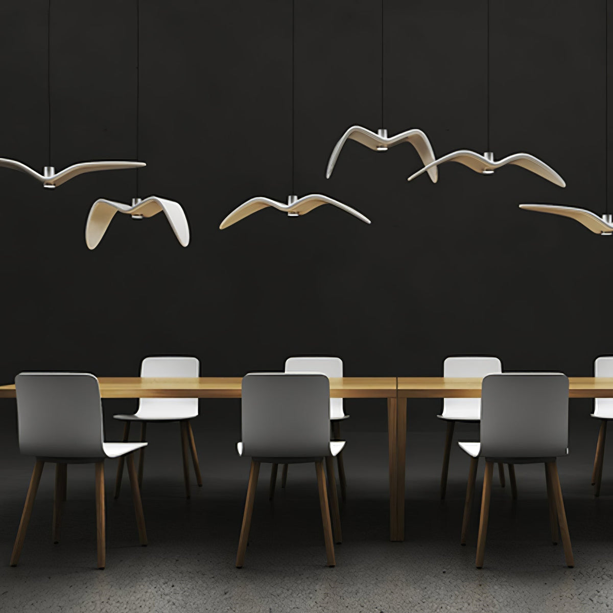 Suspension sculpturale en forme d'oiseau avec éclairage LED à hauteur réglable, filaire, pour îlots de cuisine, tables de salle à manger et espaces de vie, en blanc ou